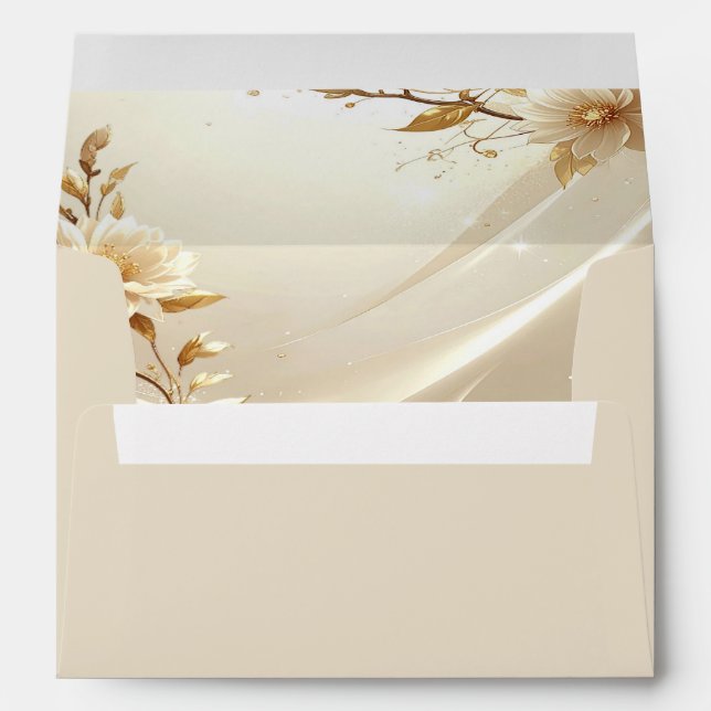 White and Gold Flowers Envelope (Back (Bottom))
