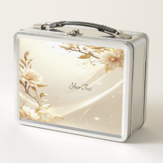 White and Gold Flowers Lunch box