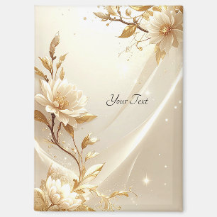 White and Gold Flowers Magnet