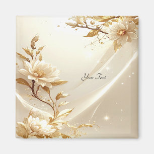 White and Gold Flowers Magnet