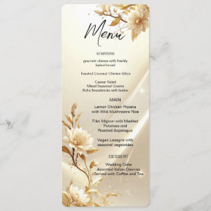White and Gold Flowers Menu