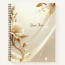 White and Gold Flowers Notebook