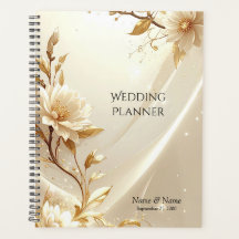White and Gold Flowers Planner