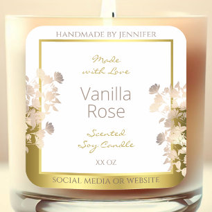 White and Gold Flowers Product Packaging Labels
