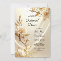 White and Gold Flowers Rehearsal Dinner