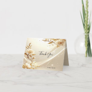 White and Gold Flowers Thank You Card