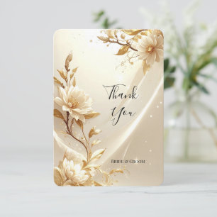 White and Gold Flowers Thank You Card