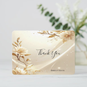 White and Gold Flowers Thank You Card