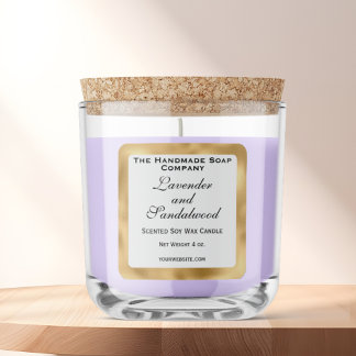 White and Gold Foil Candle Label
