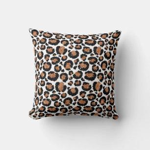White and Gold Foil Cheetah - Leopard Pattern Cushion