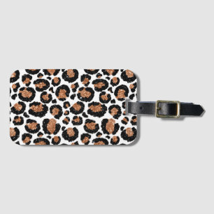 White and Gold Foil Cheetah - Leopard Pattern Luggage Tag