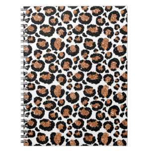 White and Gold Foil Cheetah - Leopard Pattern Notebook