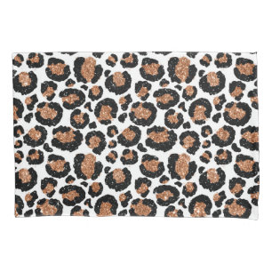 White and Gold Foil Cheetah - Leopard Pattern Pillowcase