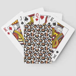 White and Gold Foil Cheetah - Leopard Pattern Playing Cards
