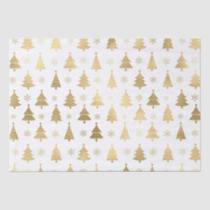 White and Gold Foil Christmas Trees Tissue Paper