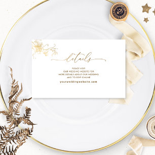 White and Gold Gilded Wedding Website /Details  Enclosure Card