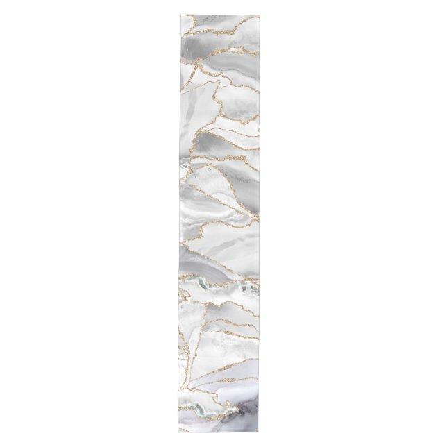 White and gold glitter agate medium table runner (Front)