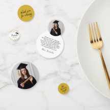 White and Gold Glitter Dust Graduation Thank You