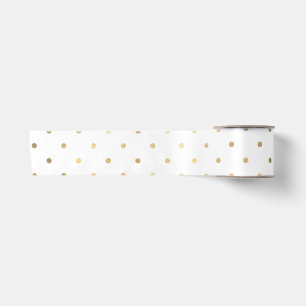White and Gold Glitter Polka dot Tissue Paper Satin Ribbon