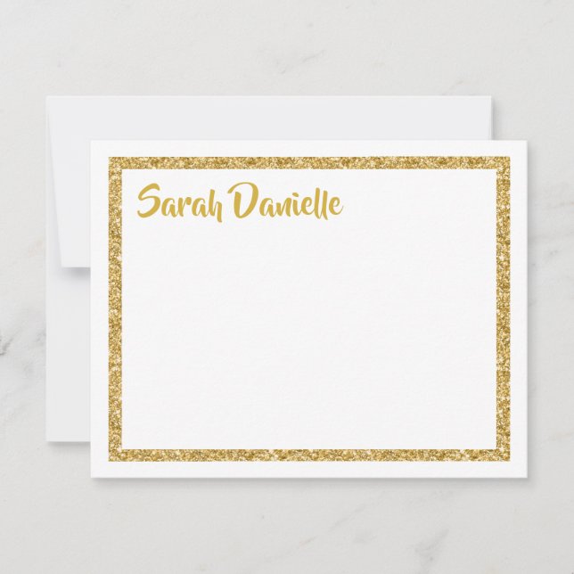 White and Gold Glitter Thank You Flat (Front)