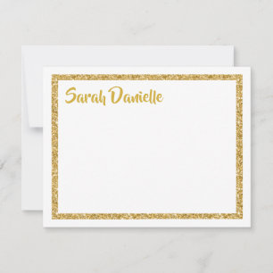 White and Gold Glitter Thank You Flat Card