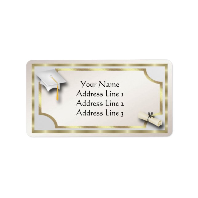 White and Gold Grauation Address Labels (Front)
