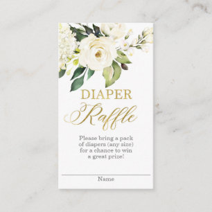 White and gold greenery Diaper Raffle Enclosure Card