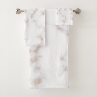 White and Gold Marble Bath Towel Set