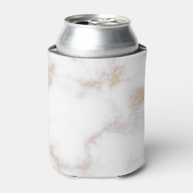 White and Gold Marble Can Cooler (Can Front)