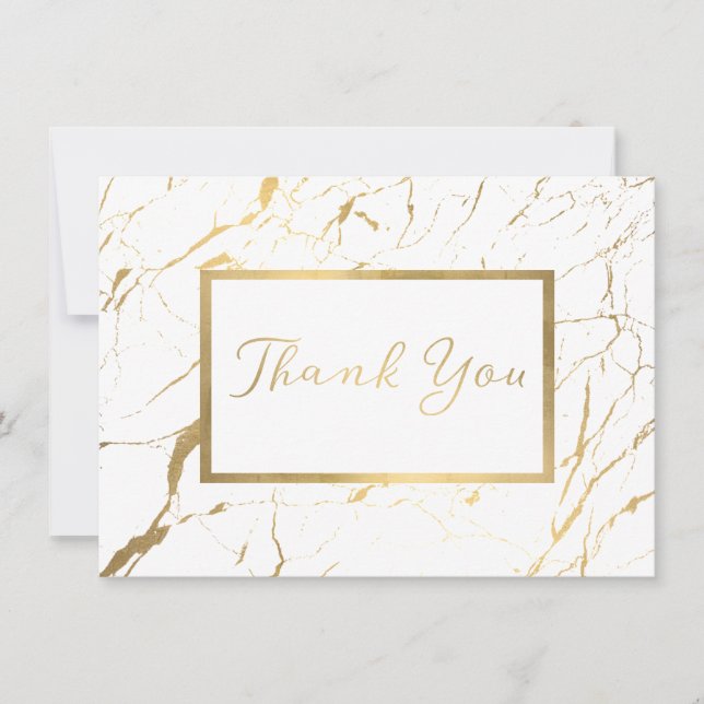 White and Gold Marble Designer Thank You Card (Front)