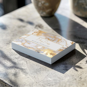 White and gold marble effect business card