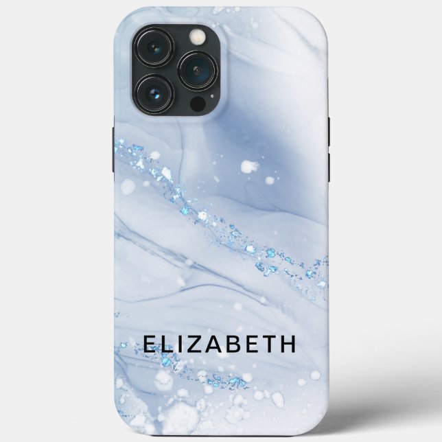 White and gold marble glitter personalized  Case-Mate iPhone case (Back)