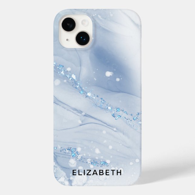 White and gold marble glitter personalized  Case-Mate iPhone case (Back)