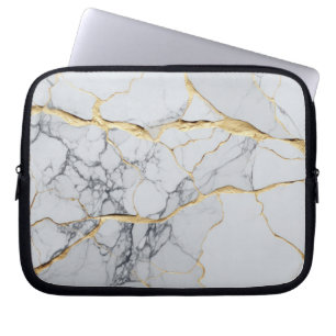 White and gold marble  laptop sleeve