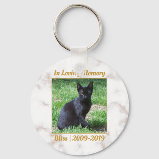 White and Gold Marble Memorial Key Ring