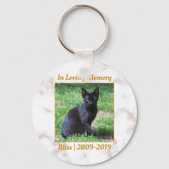 White and Gold Marble Memorial Key Ring (Front)