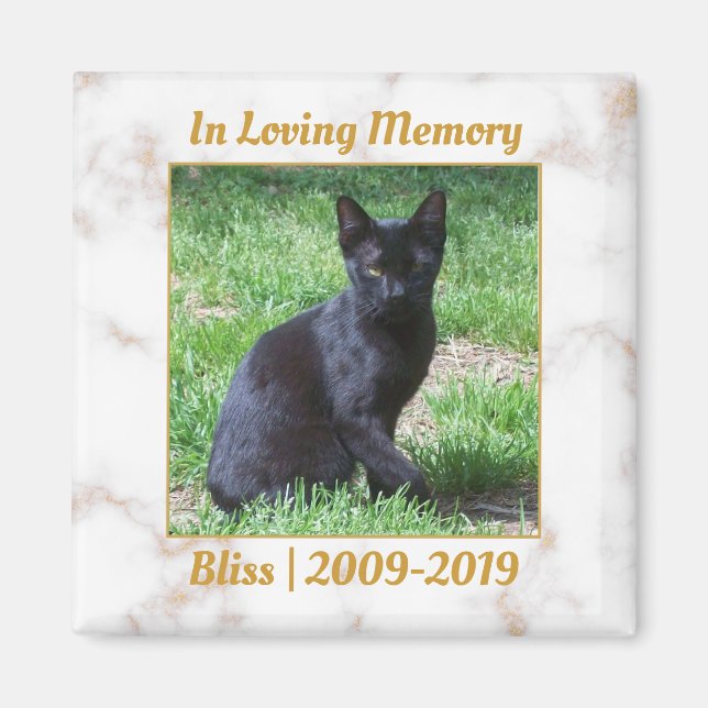 White and Gold Marble Memorial Magnet (Front)