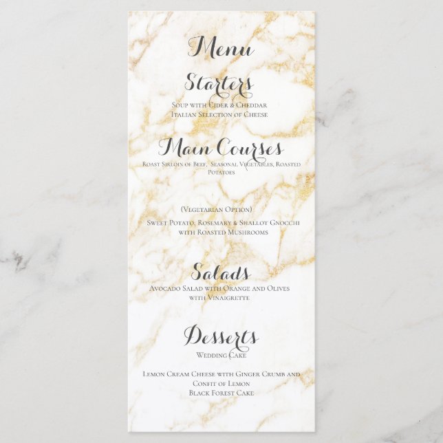 White and Gold Marble Menu (Front)