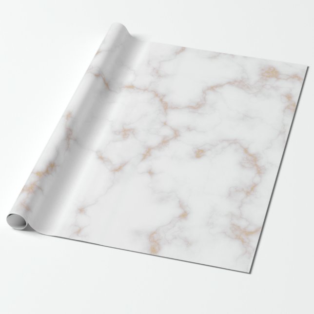 White and Gold Marble Wrapping Paper (Unrolled)