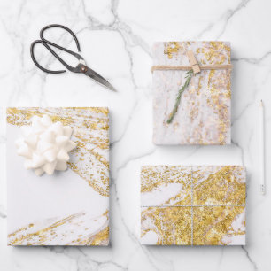 White and Gold Marble Wrapping Paper Sheet
