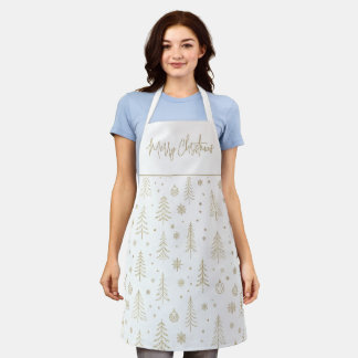White and Gold Minimalist Christmas ,Scandinavian Apron