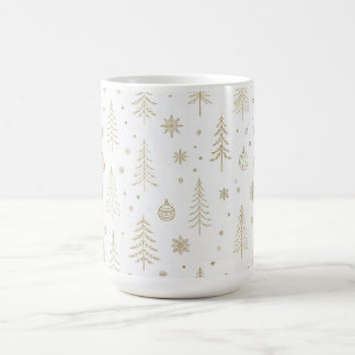White and Gold Minimalist Christmas , Scandinavian Coffee Mug