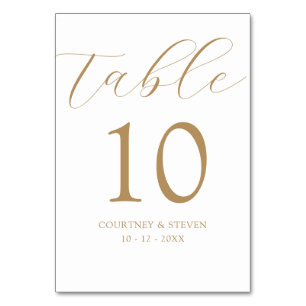 White and Gold Minimalist Modern Elegance Wedding  Table Number