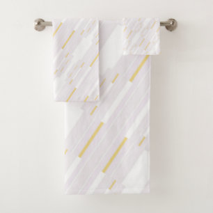 White and Gold Native Line Art Towel Set