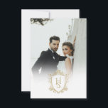 White and Gold Old Money Vintage Crest Wedding Thank You Card<br><div class="desc">Make a statement in your grateful thank you with our Old Money Vintage Crest Wedding Thank You Card Designed for couples who appreciate sophistication and a classic sense of style, this luxurious thank you card features a beautifully detailed vintage crest, evoking old-world charm and timeless elegance and a photo of...</div>