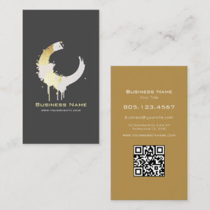 White and Gold Paint Swirl Design – Custom Business Card