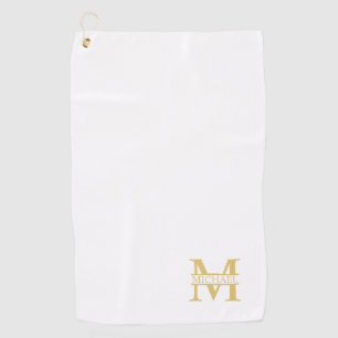 White and Gold Personalised Monogram and Name Golf Towel