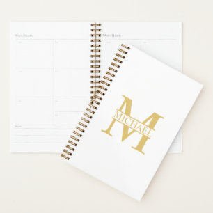 White and Gold Personalised Monogram and Name Planner