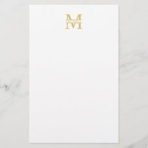 White and Gold Personalised Monogram and Name Stationery