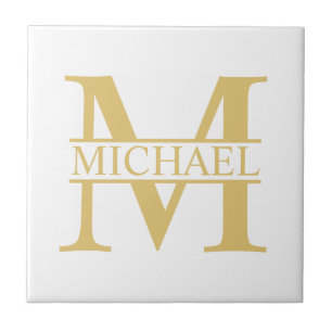 White and Gold Personalised Monogram and Name Tile